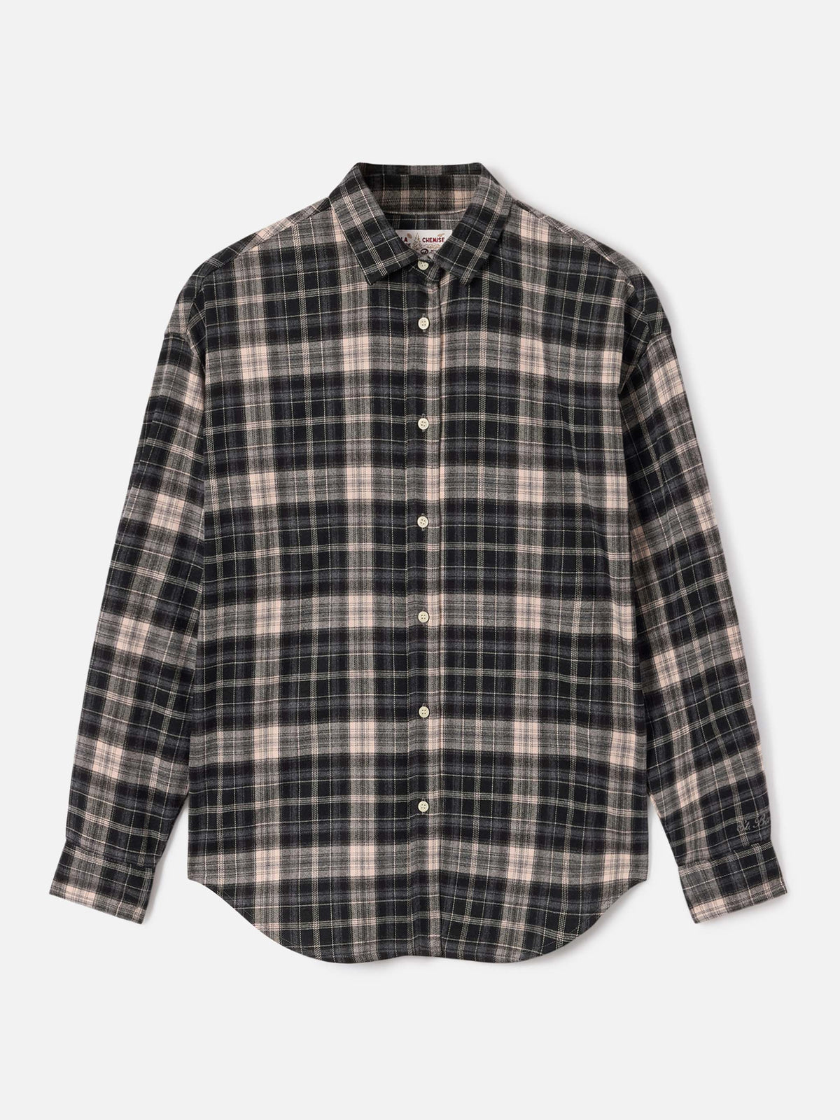 Camisa de franela Gigy con estampado tartán y bordado con logo 