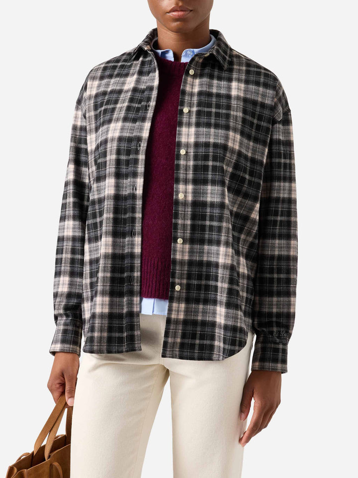 Camicia Gigy in flanella con motivo tartan e ricamo logo