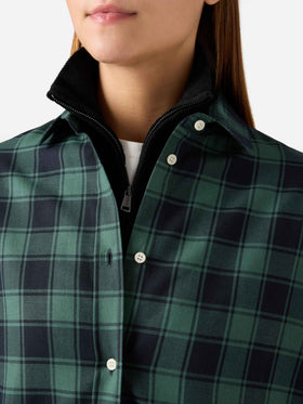 Green Gigy cotton flannel shirt with buffalo check and Après Chic embroidery