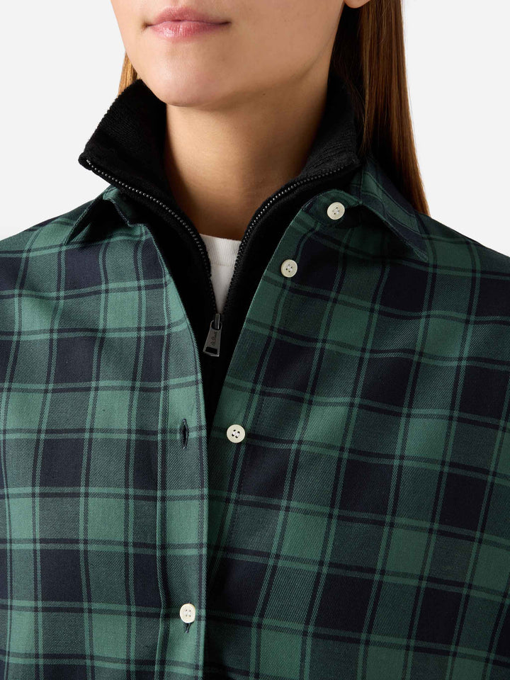 Chemise en flanelle de coton Green Gigy à carreaux buffalo avec broderie Après Chic 