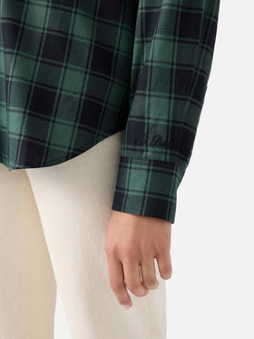 Green Gigy cotton flannel shirt with buffalo check and Après Chic embroidery