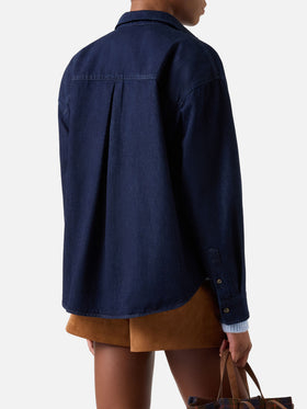 Blue Gigy Baumwoll-Denimhemd mit Pudelstickerei 