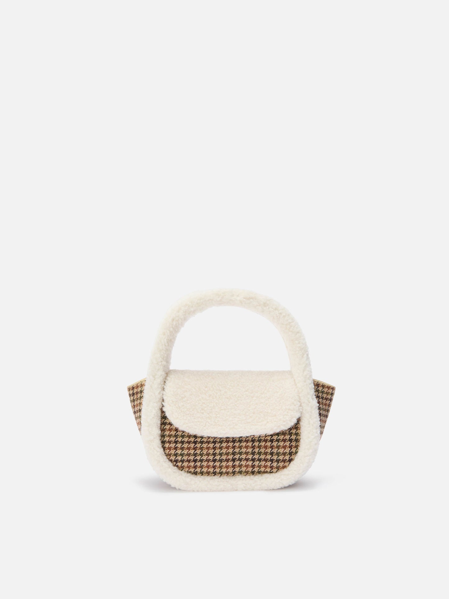 Gilda Hammelwollhandtasche aus Hahnentrittwolle und Shearling