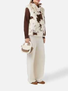 Gilda Hammelwollhandtasche aus Hahnentrittwolle und Shearling