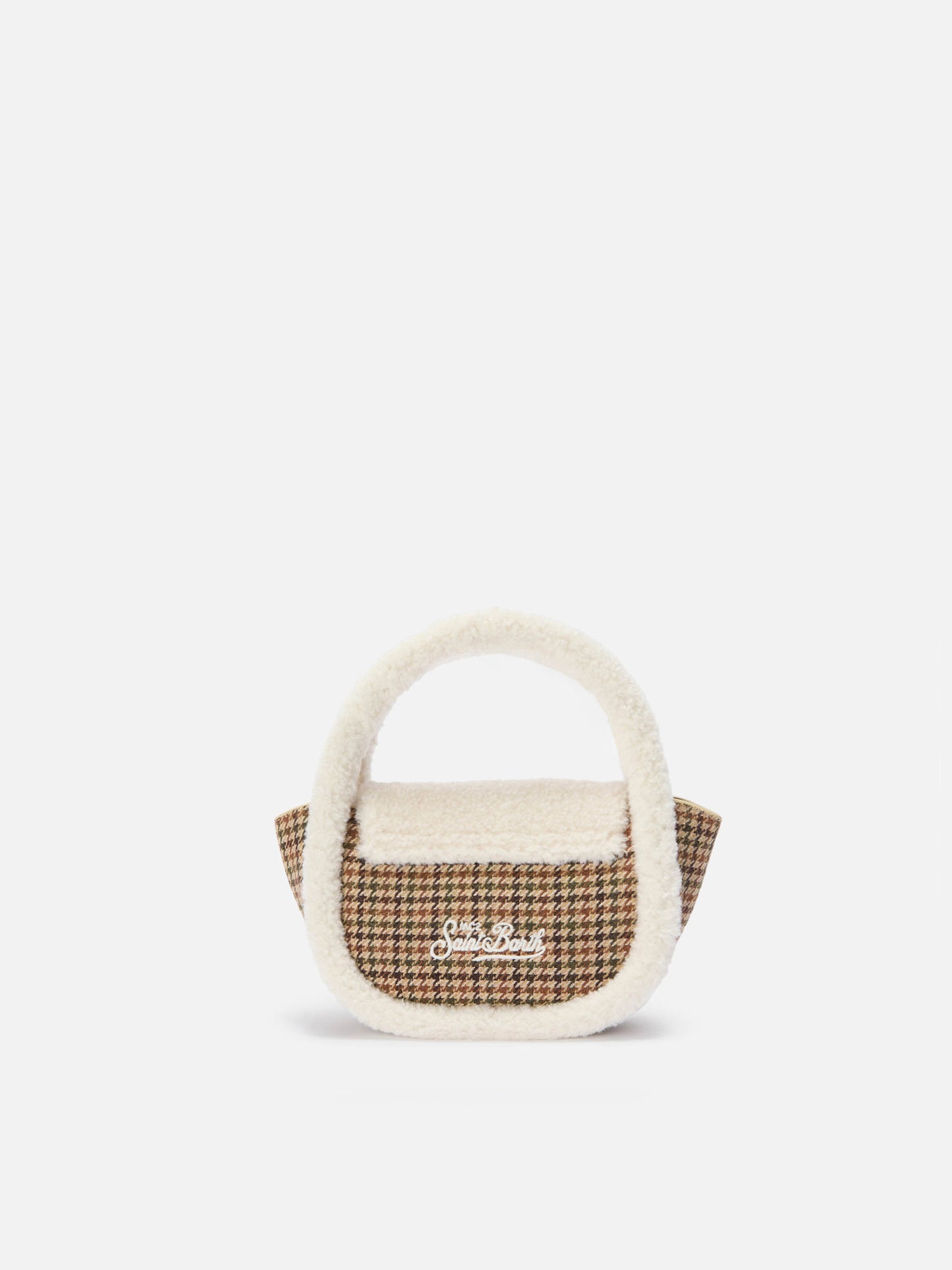 Gilda Hammelwollhandtasche aus Hahnentrittwolle und Shearling