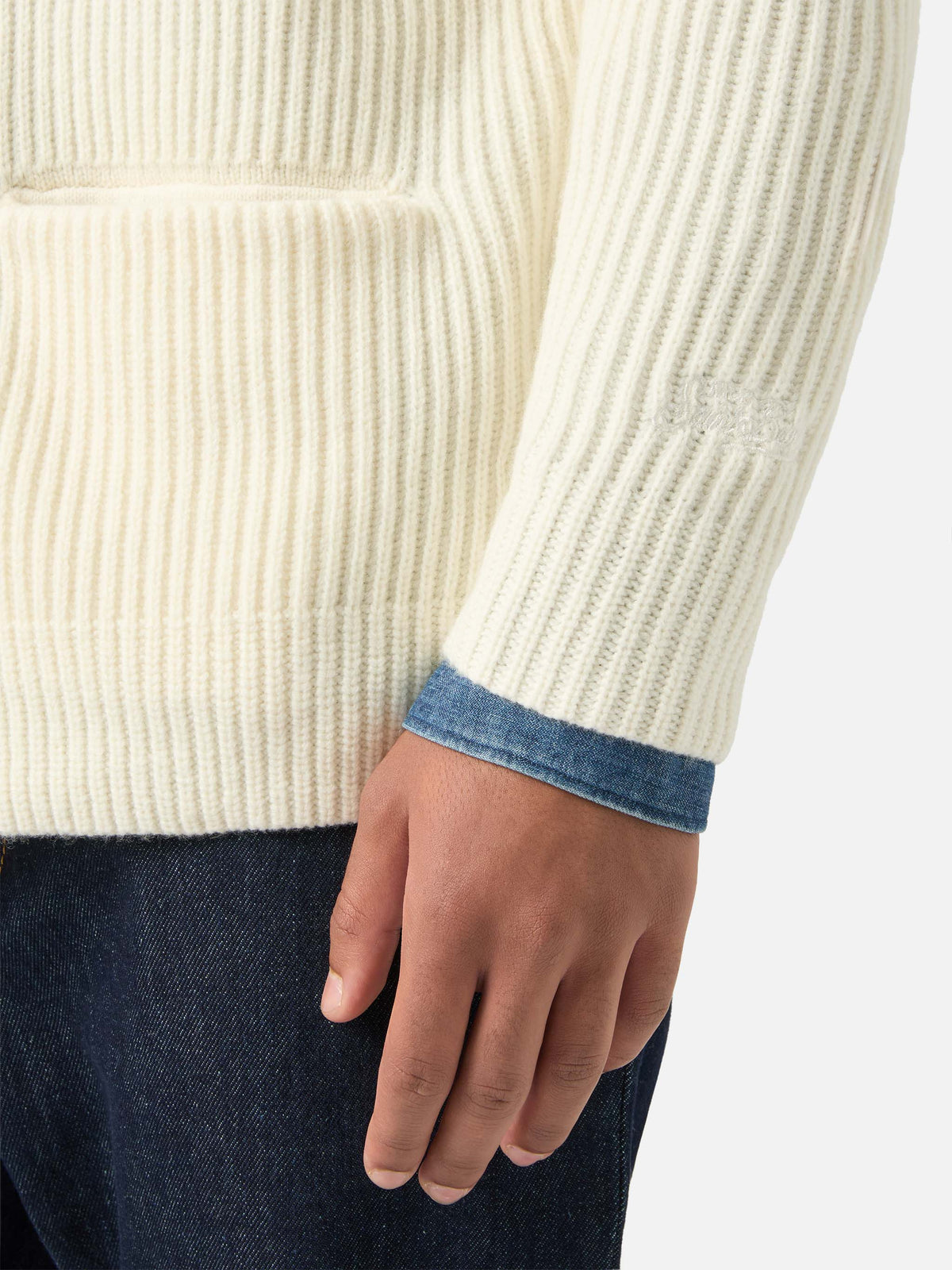 Off-white-Wollcardigan Glasgow mit Schalkragen 