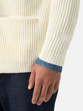 Off-white-Wollcardigan Glasgow mit Schalkragen 