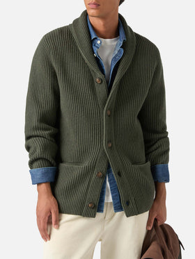 Cardigan en laine Green Glasgow avec col châle 