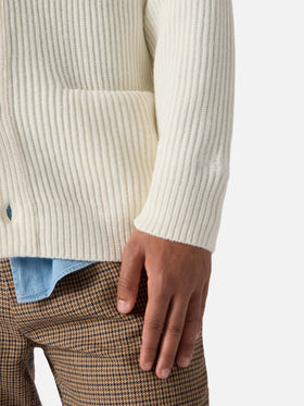 Weißer Cardigan aus reiner Wolle, Glasgow