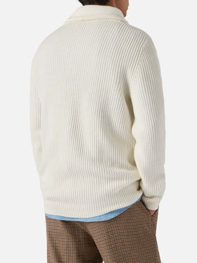 Weißer Cardigan aus reiner Wolle, Glasgow