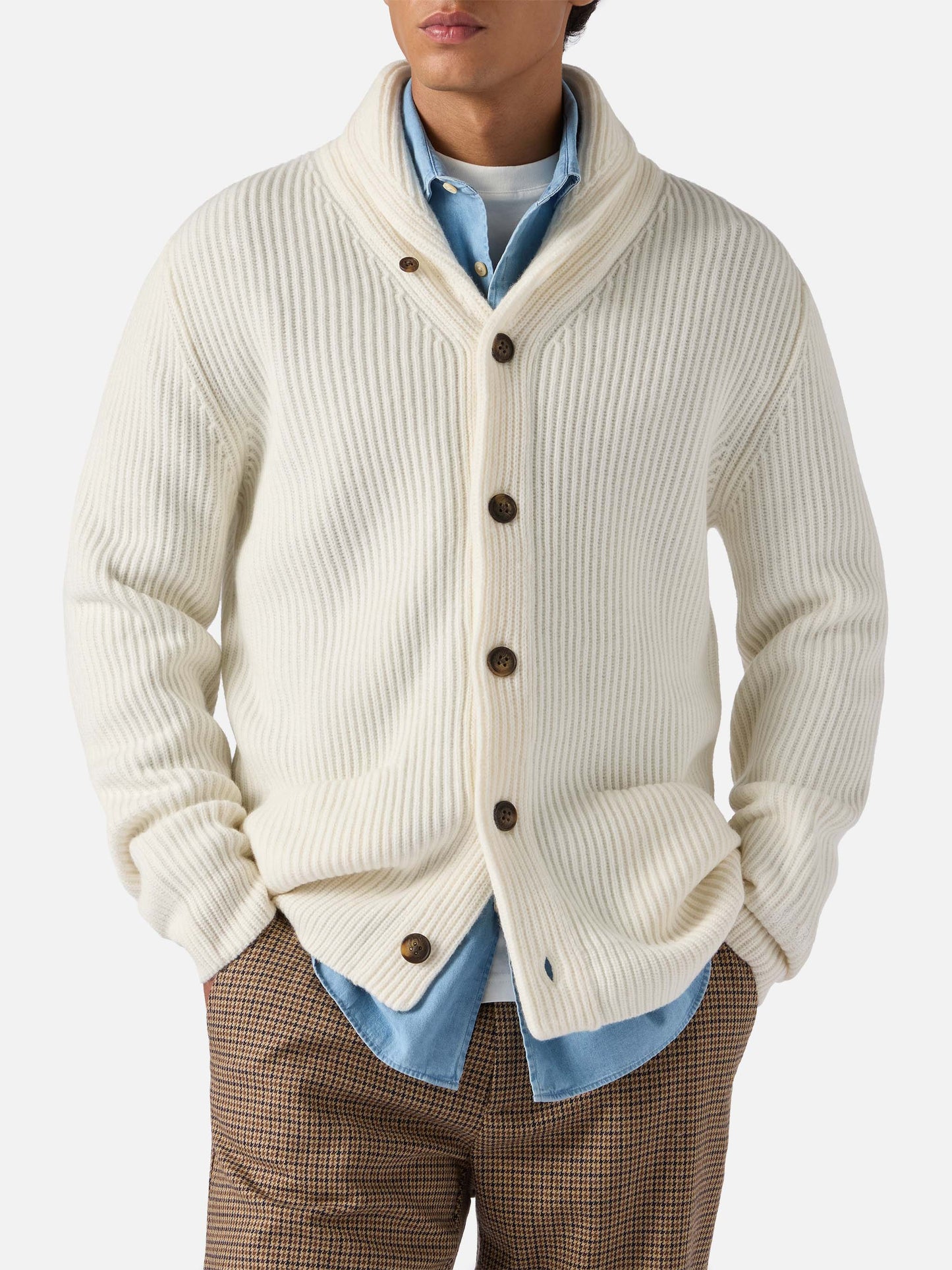 Weißer Cardigan aus reiner Wolle, Glasgow