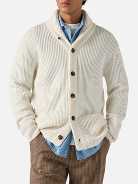 Weißer Cardigan aus reiner Wolle, Glasgow