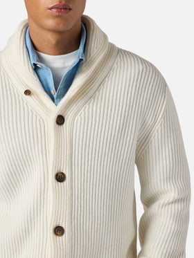 Weißer Cardigan aus reiner Wolle, Glasgow