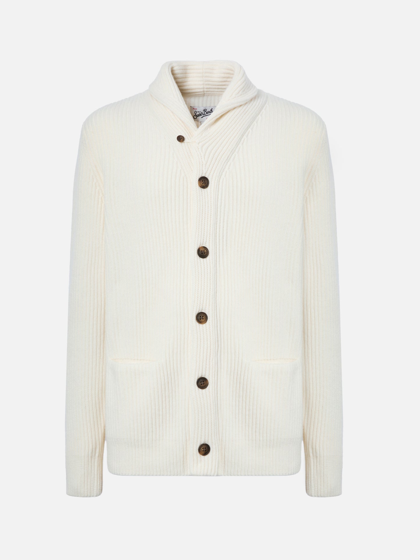 Weißer Cardigan aus reiner Wolle, Glasgow