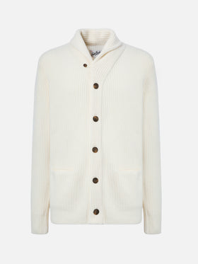 Weißer Cardigan aus reiner Wolle, Glasgow