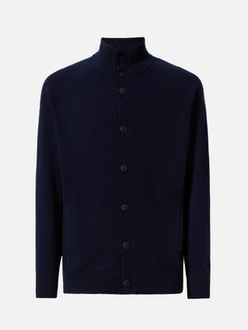 Marineblauer Cardigan Galway aus 100% Lammwolle