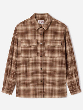 Surchemise en flanelle Cambry à motif tartan avec broderie logo 