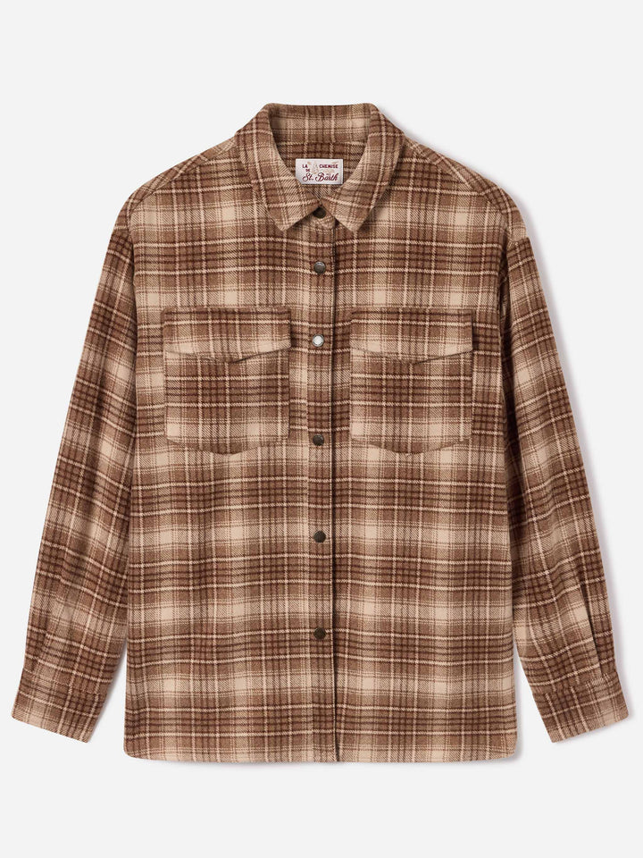 Cambry Flanell-Overshirt mit Tartanmuster und Logostickerei 