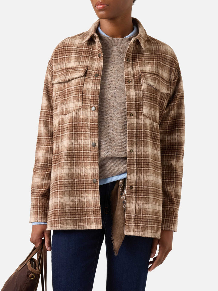 Sovracamicia Cambry in flanella con motivo tartan e ricamo logo