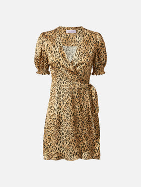 Kurzes Damenkleid mit Leopardenmuster