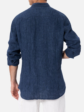 Man linen denim delave shirt Greg - MC2 Saint Barth