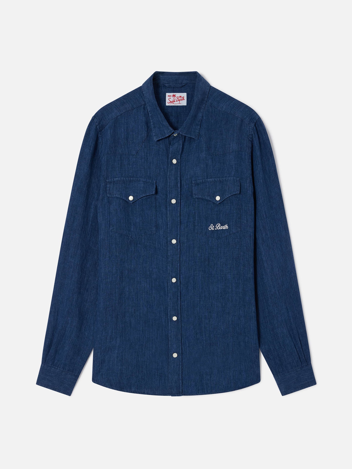 Chemise Greg en lin bleu effet denim 