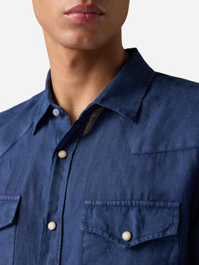 Camisa de lino en denim oscuro 
