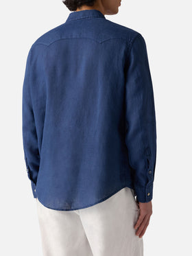 Camisa de lino en denim oscuro 