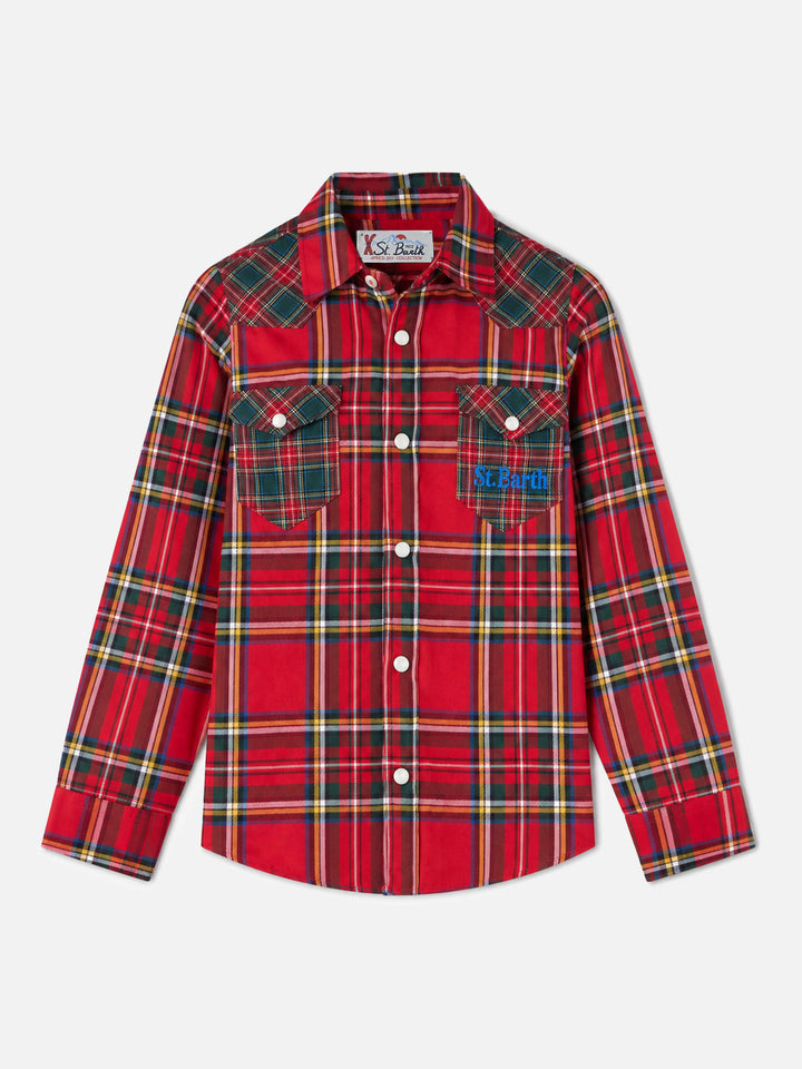 Chemise garçon à imprimé tartan 