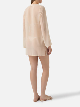 Vestido corto Gretah Plate en blanco con placa del logo 