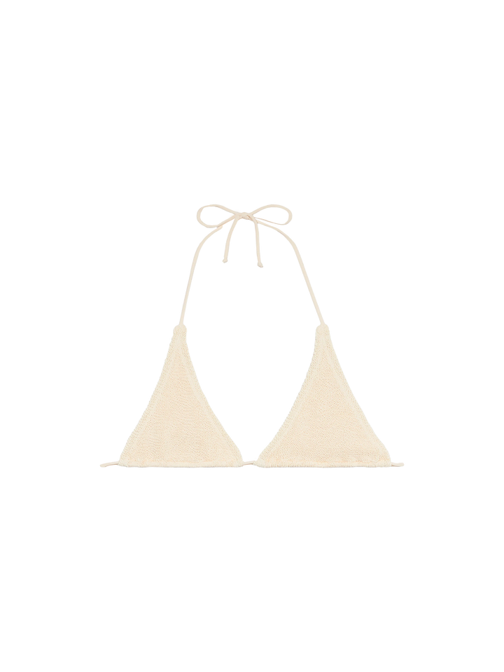Guiana white crinkle triangle bikini top