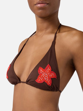 Bikini marron Guiana Maia avec étoile de mer perlée 