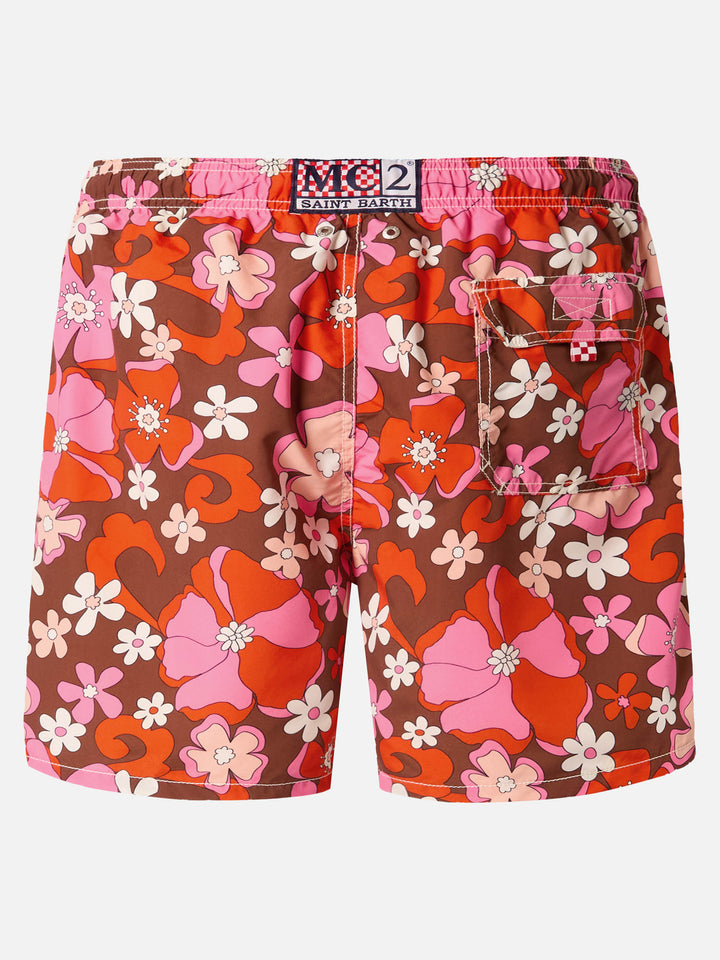 Costume mare lunghezza media Gustavia con stampa fiori vintage