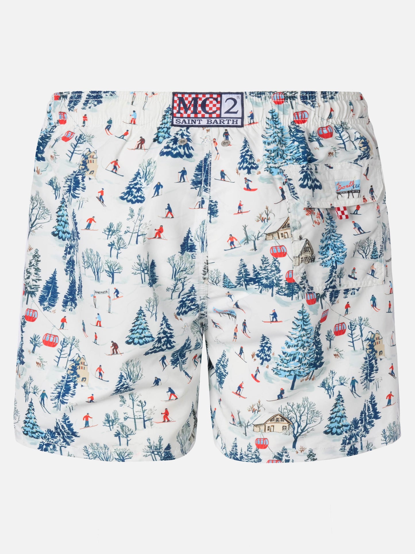 Mittellange Gustavia-Badeshorts mit Skilandschaftsmuster