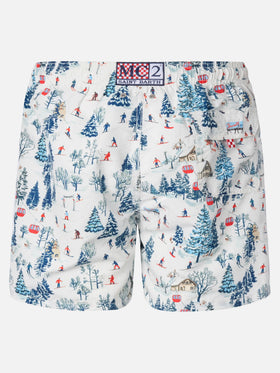 Mittellange Gustavia-Badeshorts mit Skilandschaftsmuster