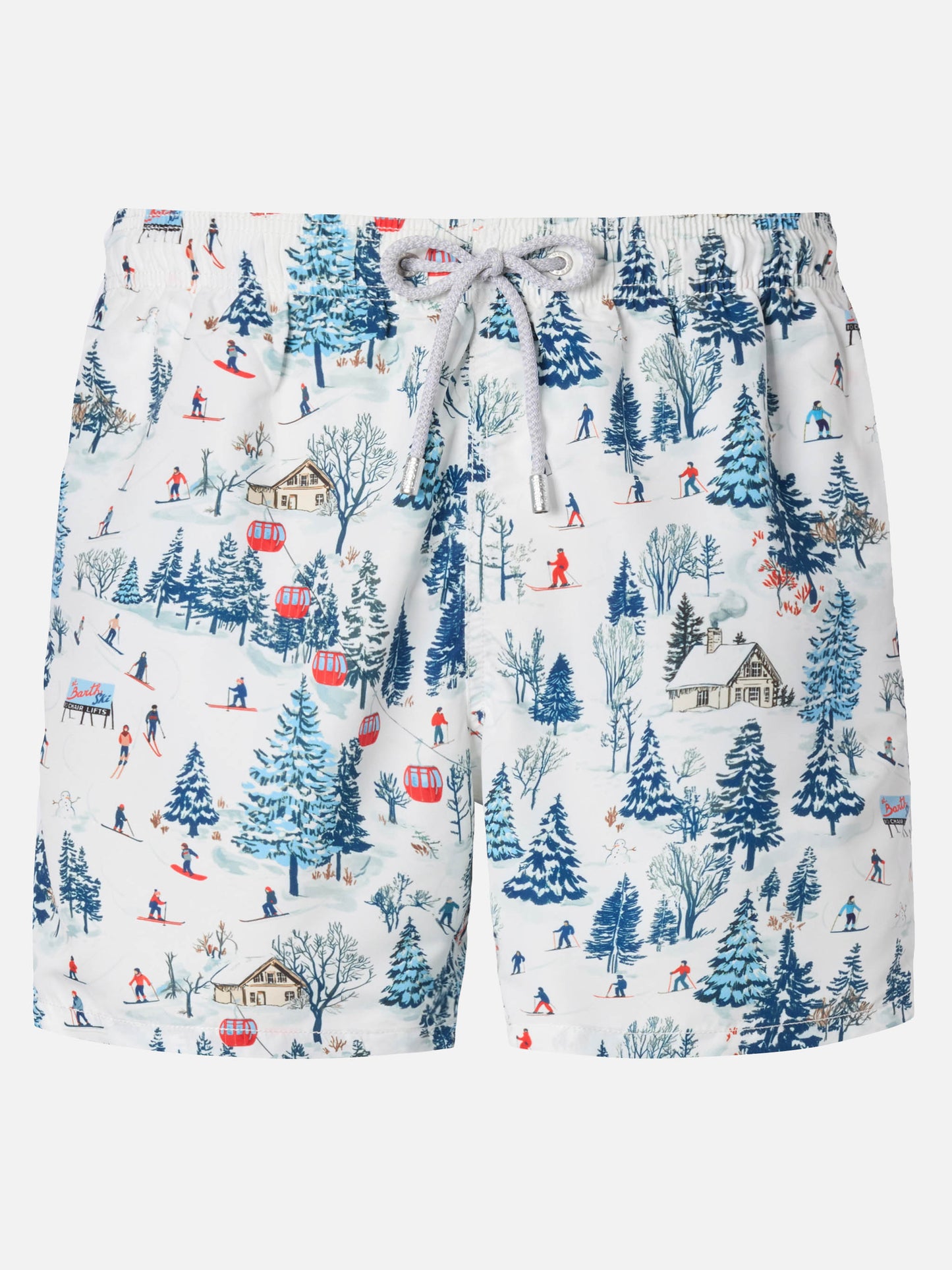 Mittellange Gustavia-Badeshorts mit Skilandschaftsmuster