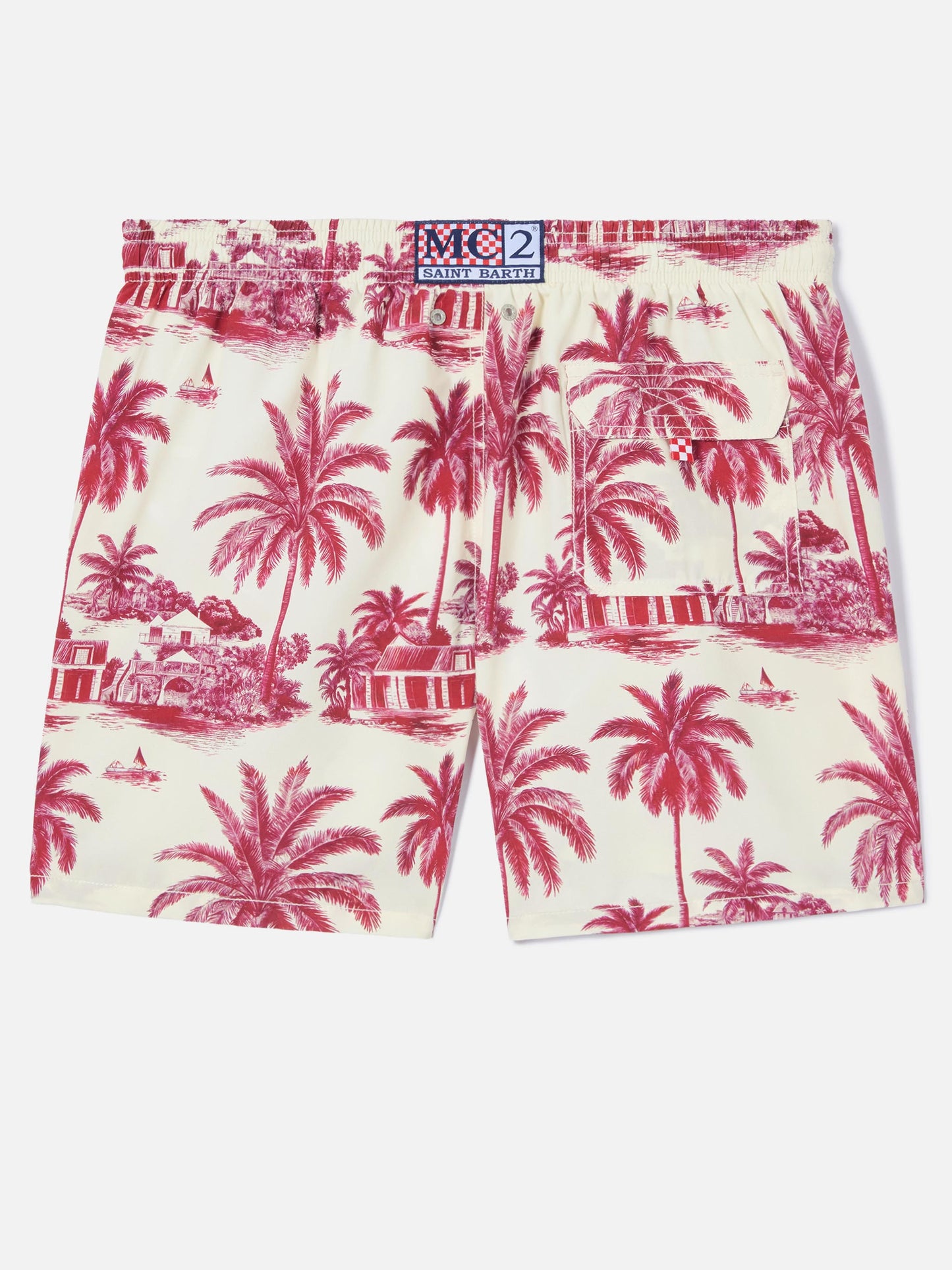 Short de bain Gustavia à imprimé toile de Jouy bordeaux | Special Edition 