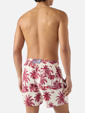 Short de bain Gustavia à imprimé toile de Jouy bordeaux | Special Edition 