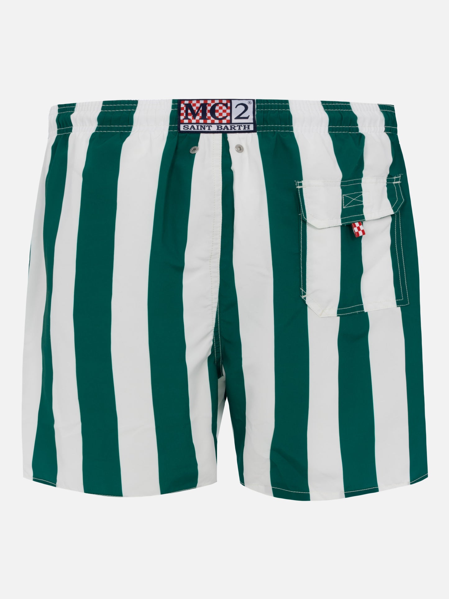 Mid-length striped Gustavia swim-shorts with St. Barth embroidery - MC2 Saint Barth