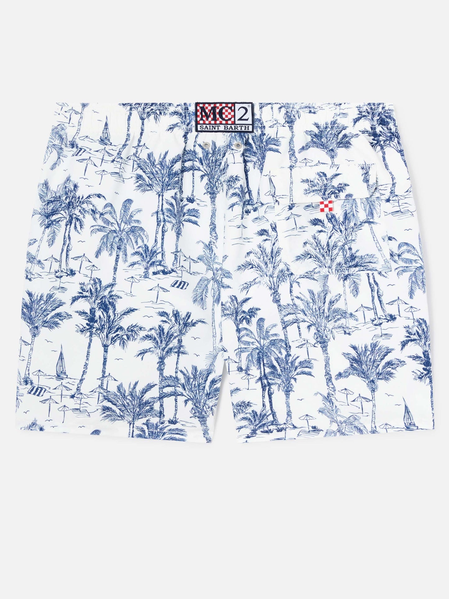 Costume mare lunghezza media Gustavia con stampa toile de jouy