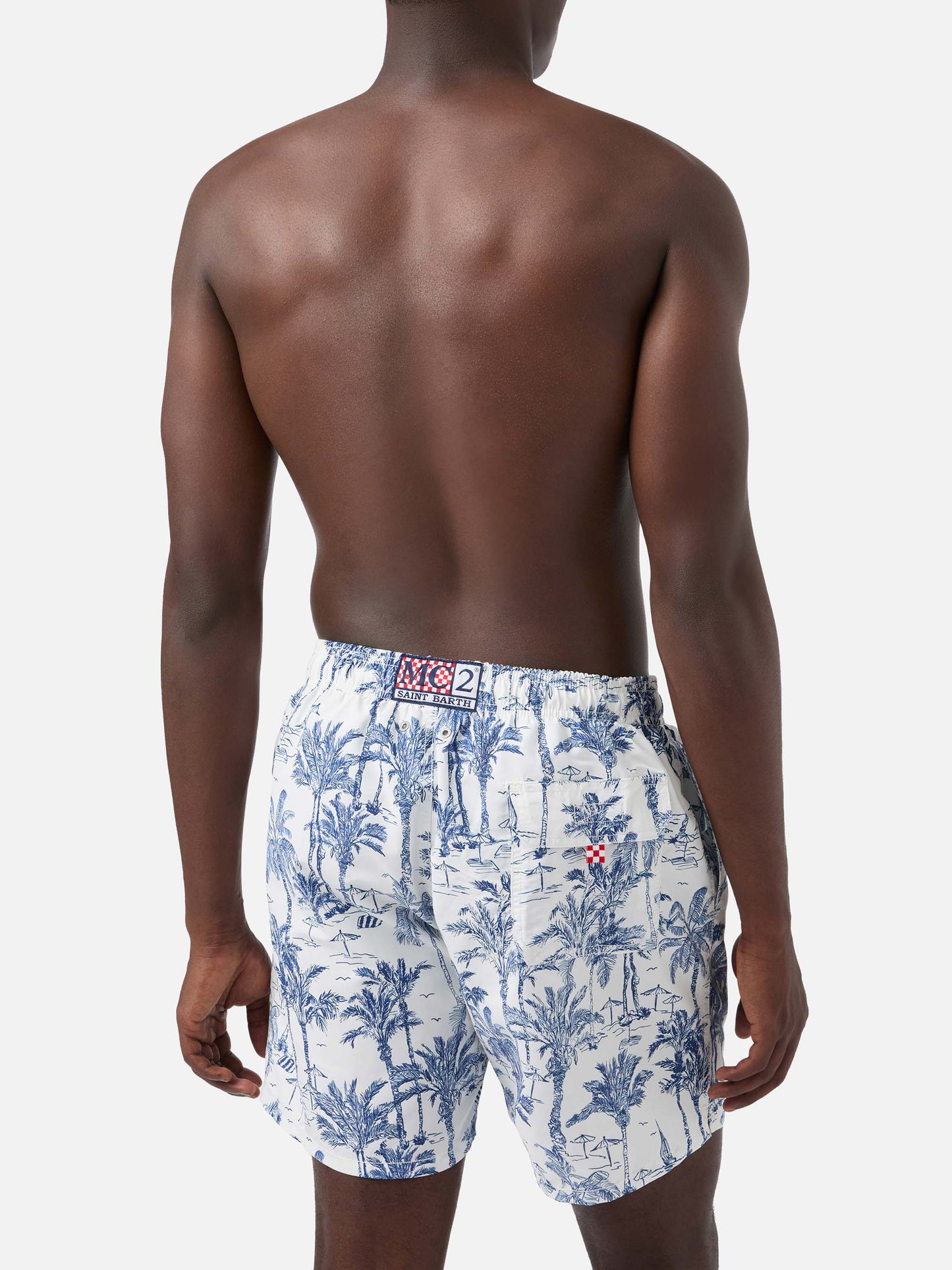 Costume mare lunghezza media Gustavia con stampa toile de jouy