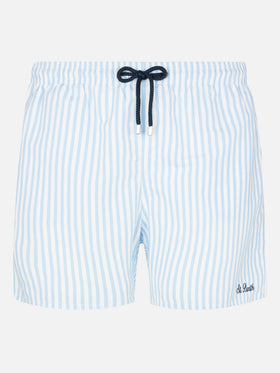 Mid-length striped Gustavia swim-shorts with St. Barth embroidery - MC2 Saint Barth