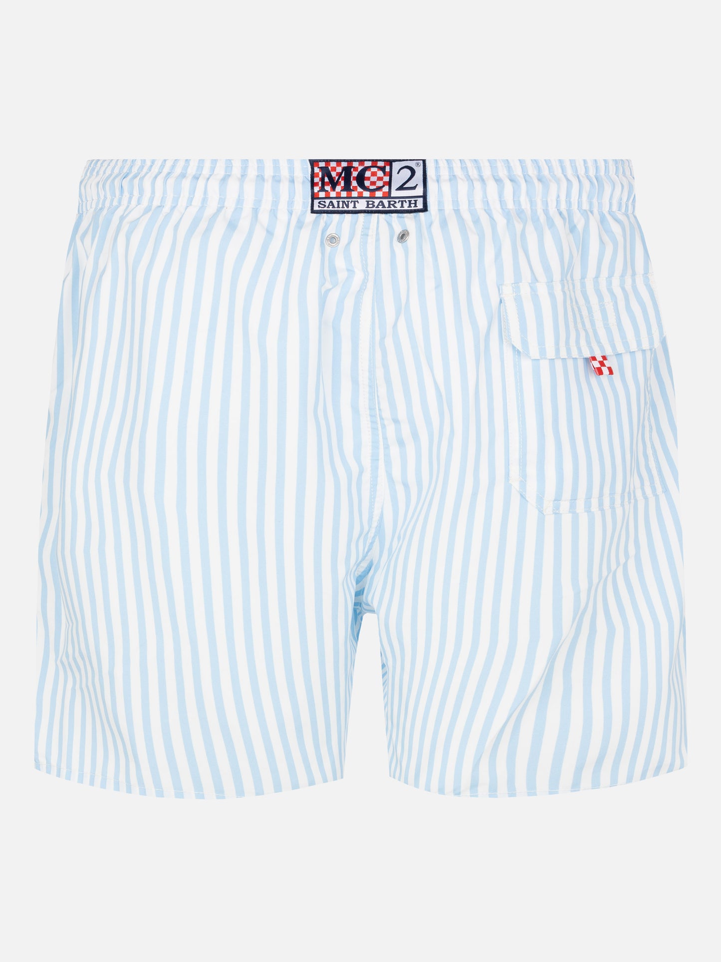 Mid-length striped Gustavia swim-shorts with St. Barth embroidery - MC2 Saint Barth