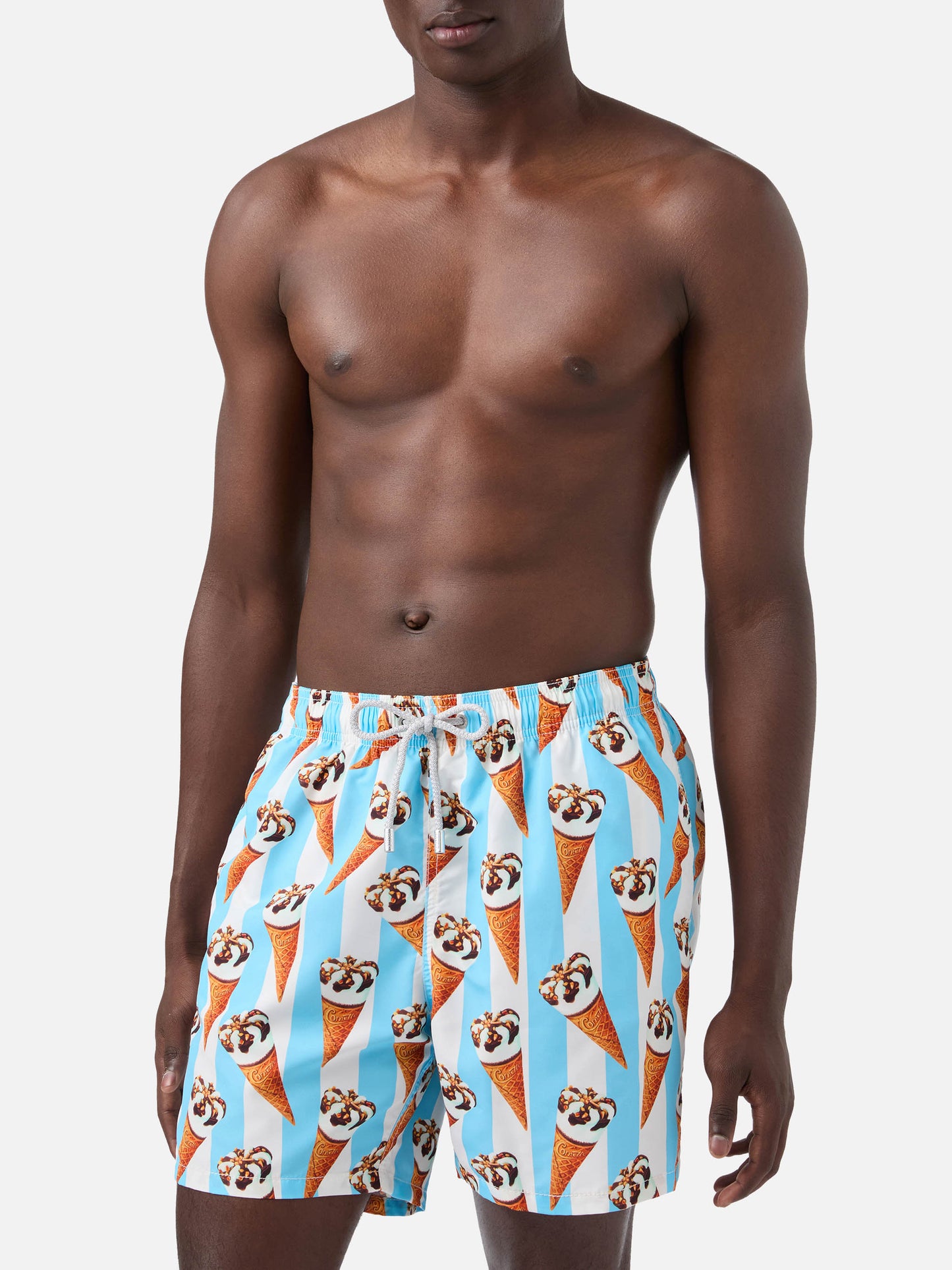 Maillot de bain Gustavia à imprimé Cornetto et rayures bleu clair | Édition spéciale 