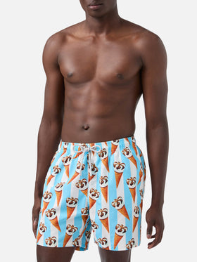 Maillot de bain Gustavia à imprimé Cornetto et rayures bleu clair | Édition spéciale 