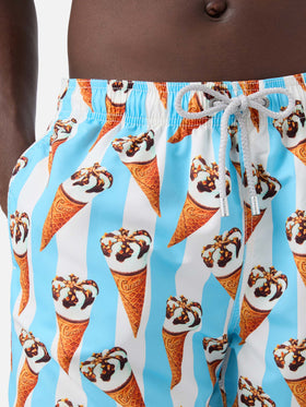 Maillot de bain Gustavia à imprimé Cornetto et rayures bleu clair | Édition spéciale 