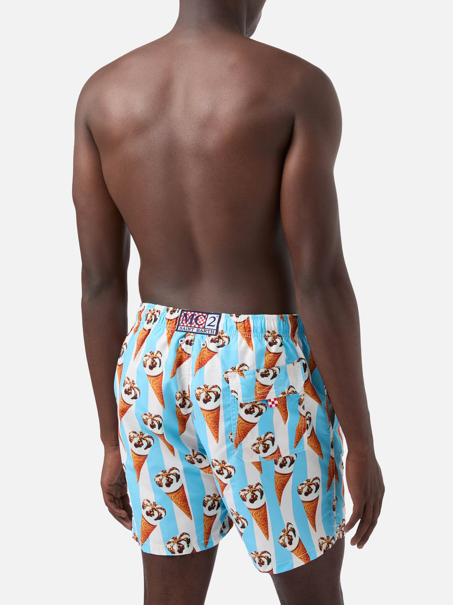 Maillot de bain Gustavia à imprimé Cornetto et rayures bleu clair | Édition spéciale 