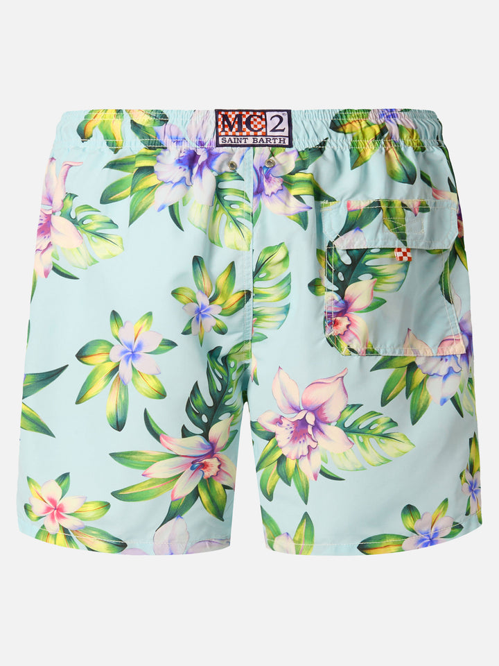 Costume mare lunghezza media Gustavia con stampa tropicale