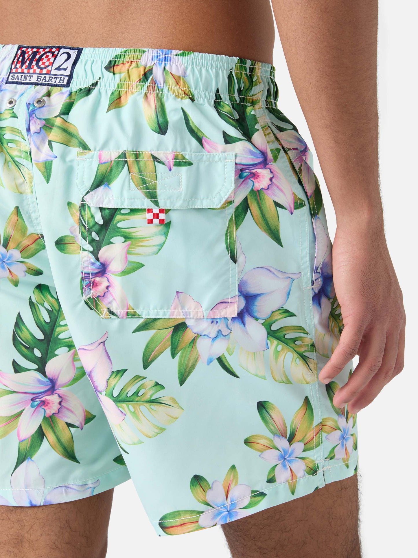 Costume mare lunghezza media Gustavia con stampa tropicale