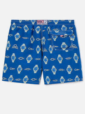 Costume mare Gustavia con stampa orologi e nodi marinari